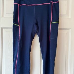Vineyard Vines Navy Track Pants with Pink and Green Accents